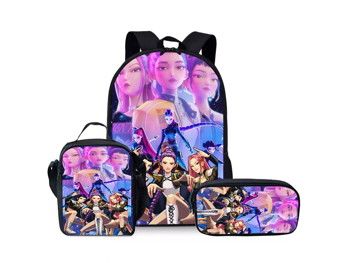 Conjunto De Mochila Estampada Com Lancheira E Estojo, Impermeável, Grande Capacidade, Proteção Para A Coluna E Alívio De Estresse, Estilo 26