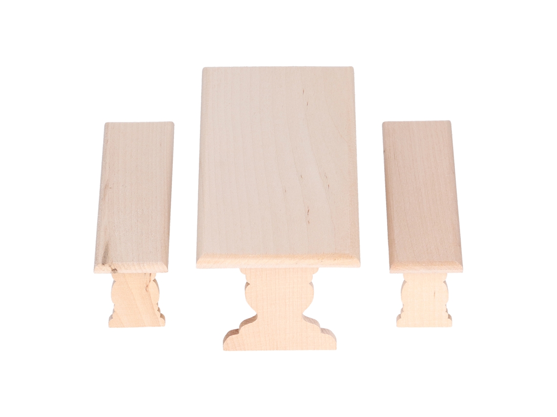 Mesa De Jantar E Cadeira De Boneca De Madeira 1:12 Diy Simulado Para Casa De Bonecas