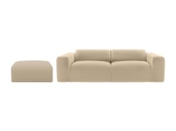 Sofá de 3 lugares e chaise longue em tecido beige POGNI de Maison Céphy VENTE-UNIQUE.PT (73 x 205 x 97 cm)