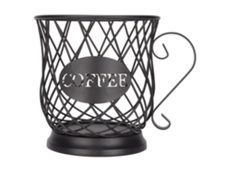 Cesto Organizador de Cápsulas de Café em Ferro, Grande Capacidade, Preto