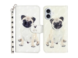 Capa Em Couro Pu Com Suporte Para Apple Iphone 16 Plus - Cão