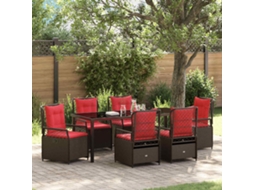 Vidaxl Conjunto De Jantar Para Jardim 7 Unid. Castanho Vime Pe