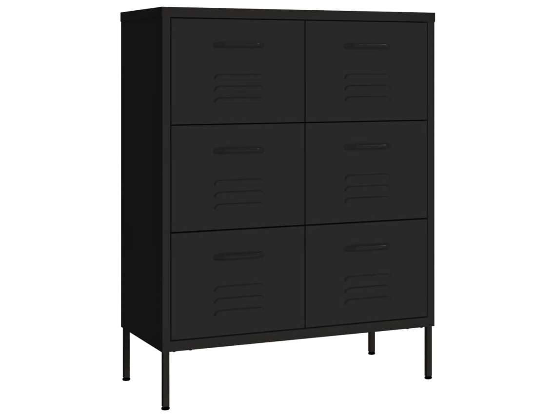 Drawer Cabinet, Drawer Cabinets Vidaxl Preto Aço (n/a)