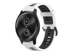 Pulseira De Relógio Silicone Preta E Branca 20 Mm, Compatível Com Garmin Vivomove