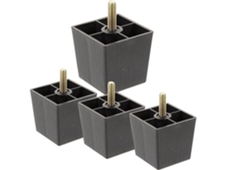 Tehaux Conjunto De 4 Pés Sofá Plástico Preto Com Formato Quadrado, Multiuso E Fácil De Instalar