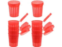 Pacote Com 10 Gaiolas De Isca De Plástico Vermelho