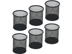 Organizador De Mesa Compacto Com 6 Peças, Porta Canetas Redondos Em Tela Metálica Preta, Ideal Para Gokoco