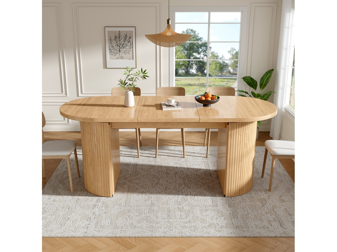 Mesa Com Arrumação Oculta Tampo Espesso Estável Tampo Mdf Castanho Natural Para Vários Espaços