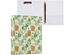 Pasta de 3 Argolas para Papel Tamanho Carta , Trevo São Patrício, Organizador Redondas com Pra (27,9 X 21,6 Cm)