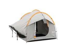 Barraca de camping com 3 portas, resistente ao clima, 239x210x210cm, laranja e cinza S/MARCA