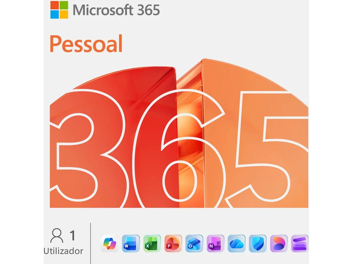Software MICROSOFT 365 Pessoal (1 Pessoa - PC, Mac, Tablet e Smartphone - 12 Meses - Formato Digital)