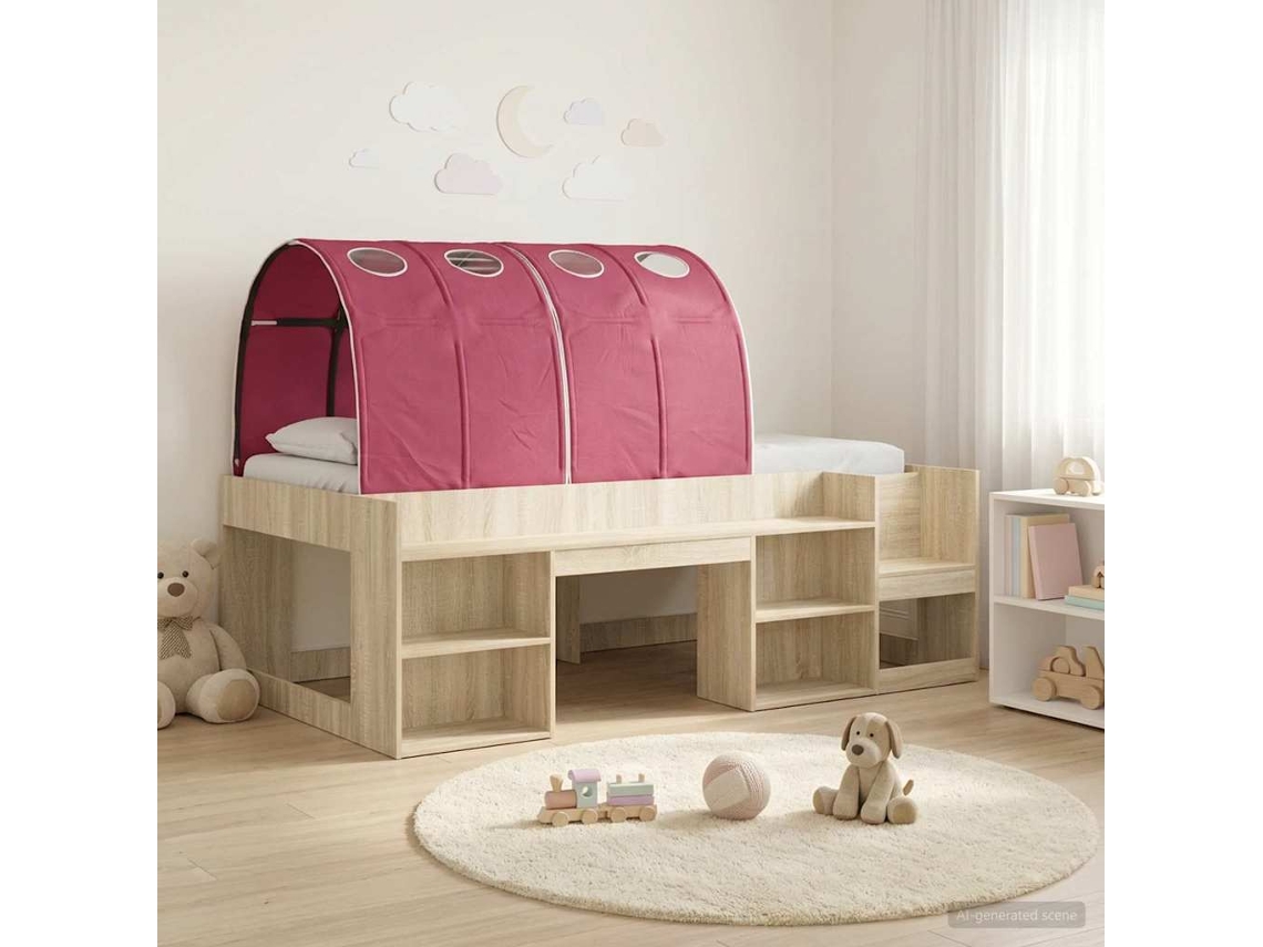 Vidaxl Estrutura De Cama Com Túnel 3 Unid. Carvalho Sonoma E Vermelho