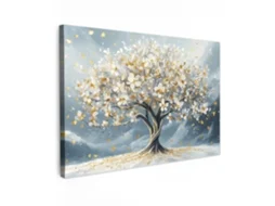 Impressão Em Tela Árvore - Inverno - Árvore Da Vida - Moderno - Dourado 120x80