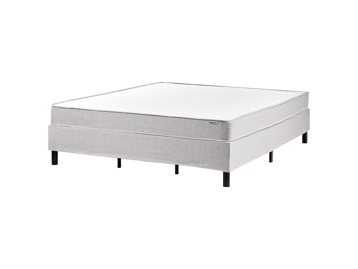 Cama Continental Sin Cabecero Beliani Countess De Tela Gris 181x201x53