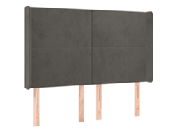 Cabeceira de Cama com Abas Veludo Cinzento Escuro MAISON EXCLUSIVE (147x16x118 cm)