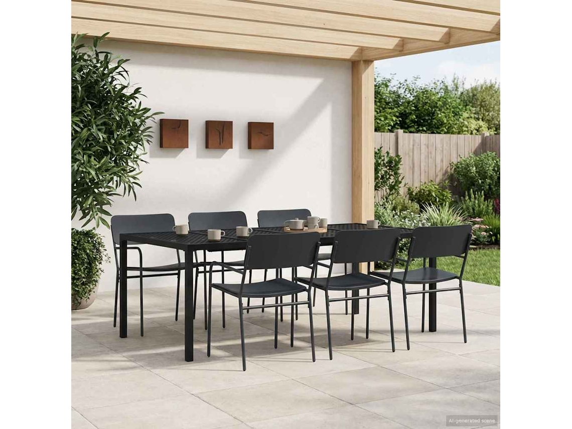 Vidaxl Conjunto De Móveis Para Exterior 7 Unid. Antracite Aço