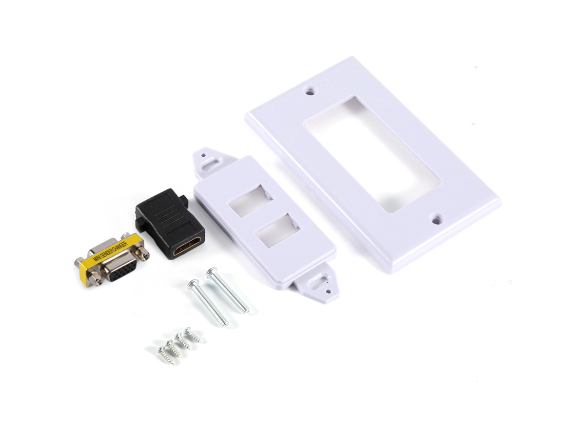 Prato De Parede Com 1 Porta Hdmi Fêmea E 1 Porta Vga Fêmea, Conector De Vídeo, Branco