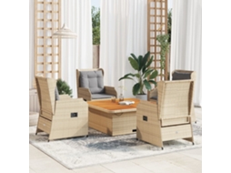 Vidaxl 5 Pcs Conjunto Lounge P/ Jardim Com Almofadões Vime Pe Bege