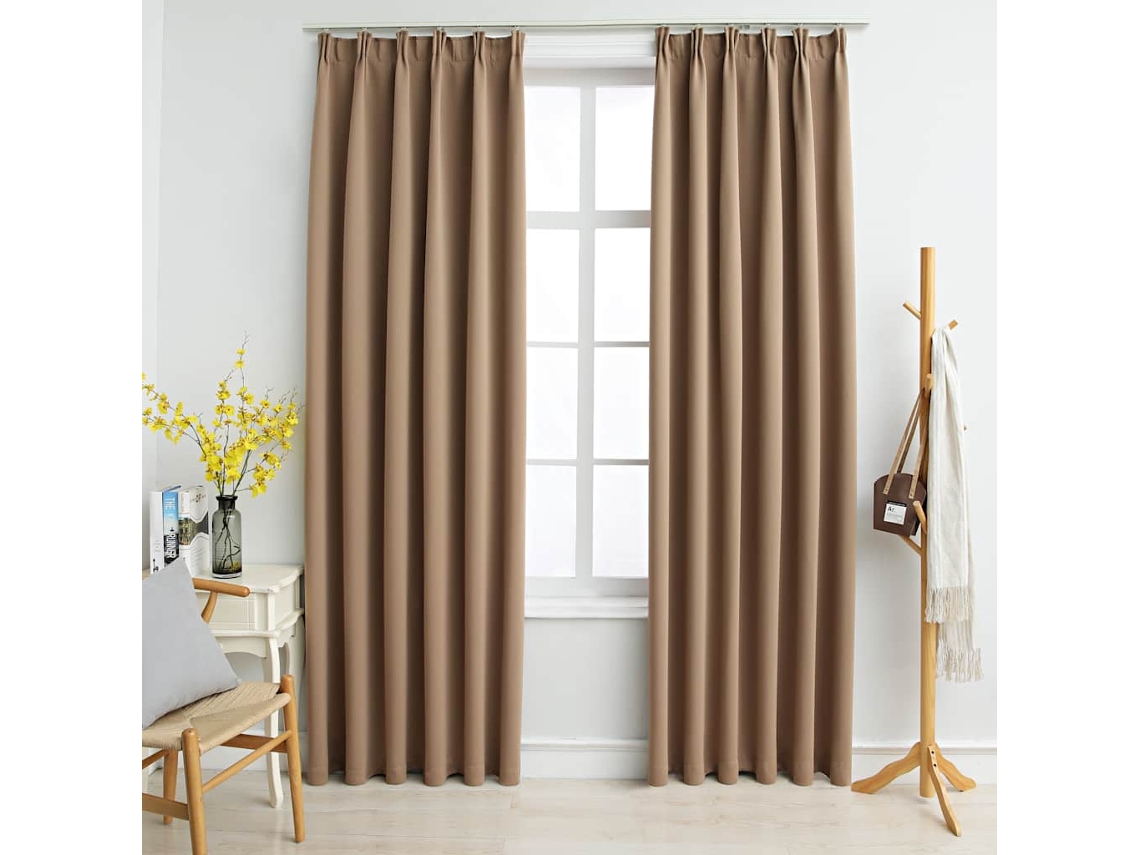 Vidaxl Cortinas Blackout C/ganchos 2pcs 140x175cm Cinzento-acastanhado