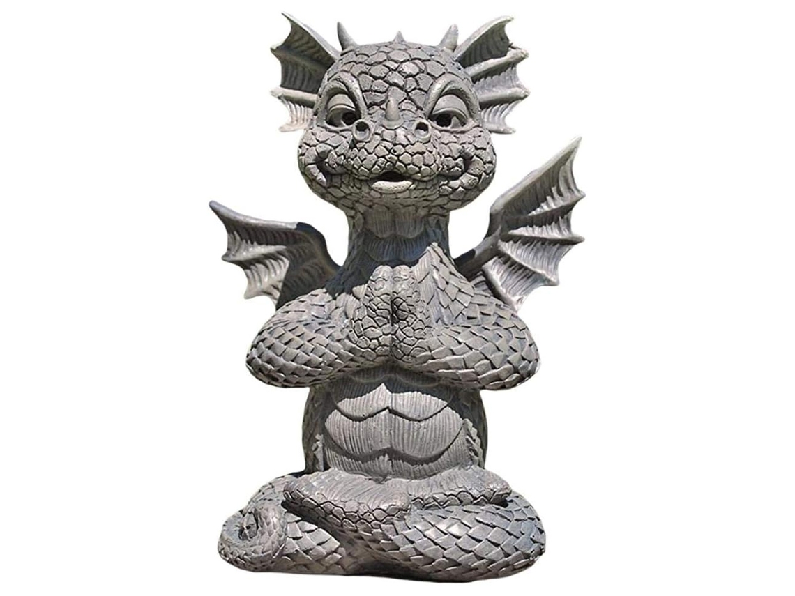 KOFIHETY Estátua De Dragão Tianbi Decoração Resina Zen Yoga Dragão Jardim Decoração Buda Arte Esculturas Exterior Quintal Varanda Decorações Jardim Relva Ornam