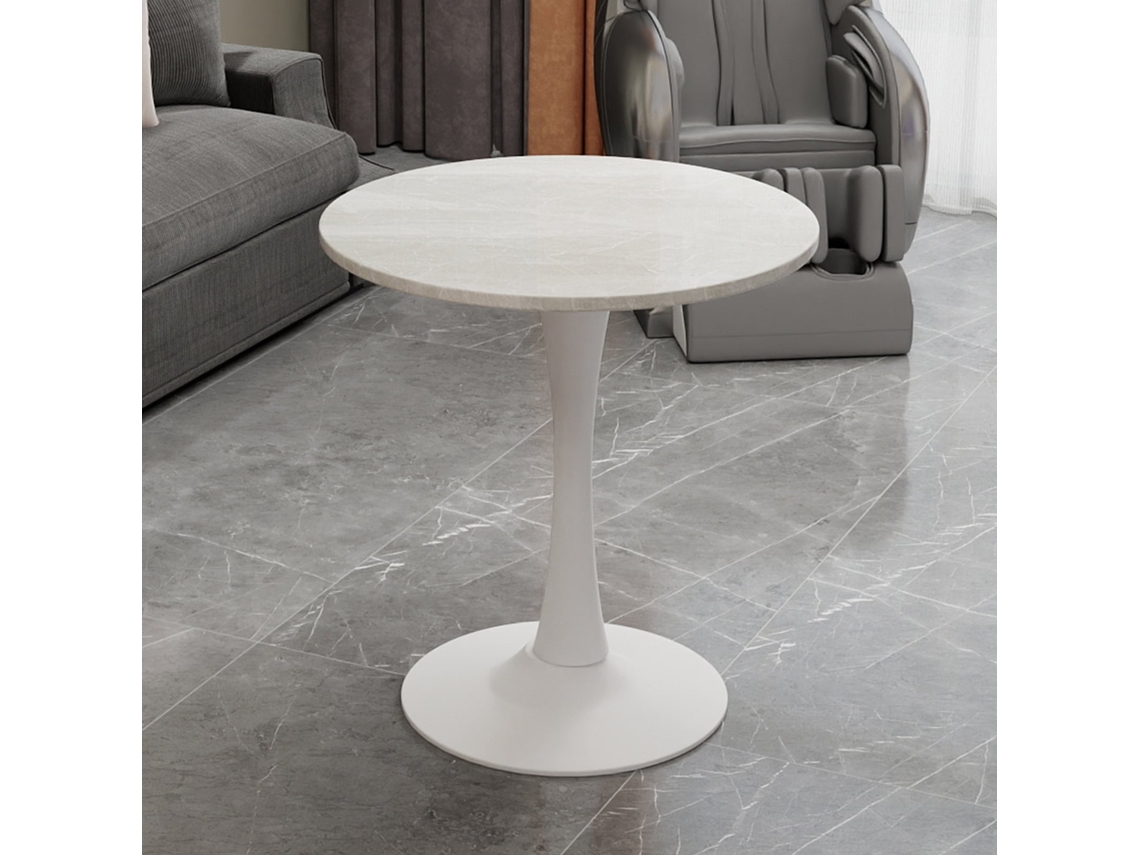 Mesa Centro 70cm Mármore Cinza Escuro Moderna