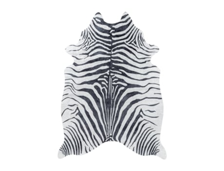 Etosha Zebra Tapete Antiderrapante Tecelagem Plana Retangular 150x200cm Pele Sintética Preto
