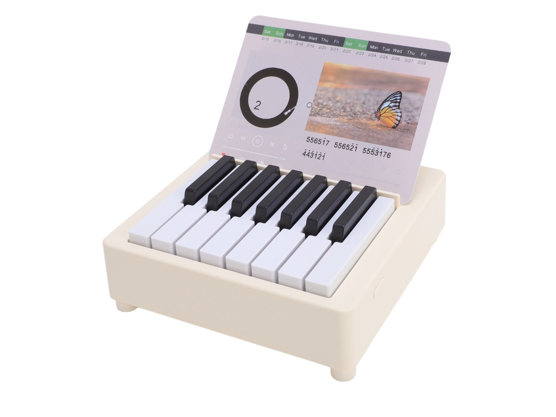 Primerox calendário de Piano Miniatura Tocável para Escritório Ornamentação Musical Branco