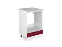 Móvel base universal R-Line, 60 cm com nicho grande, com tampo, vermelho Borgonha alto brilho, Vicco