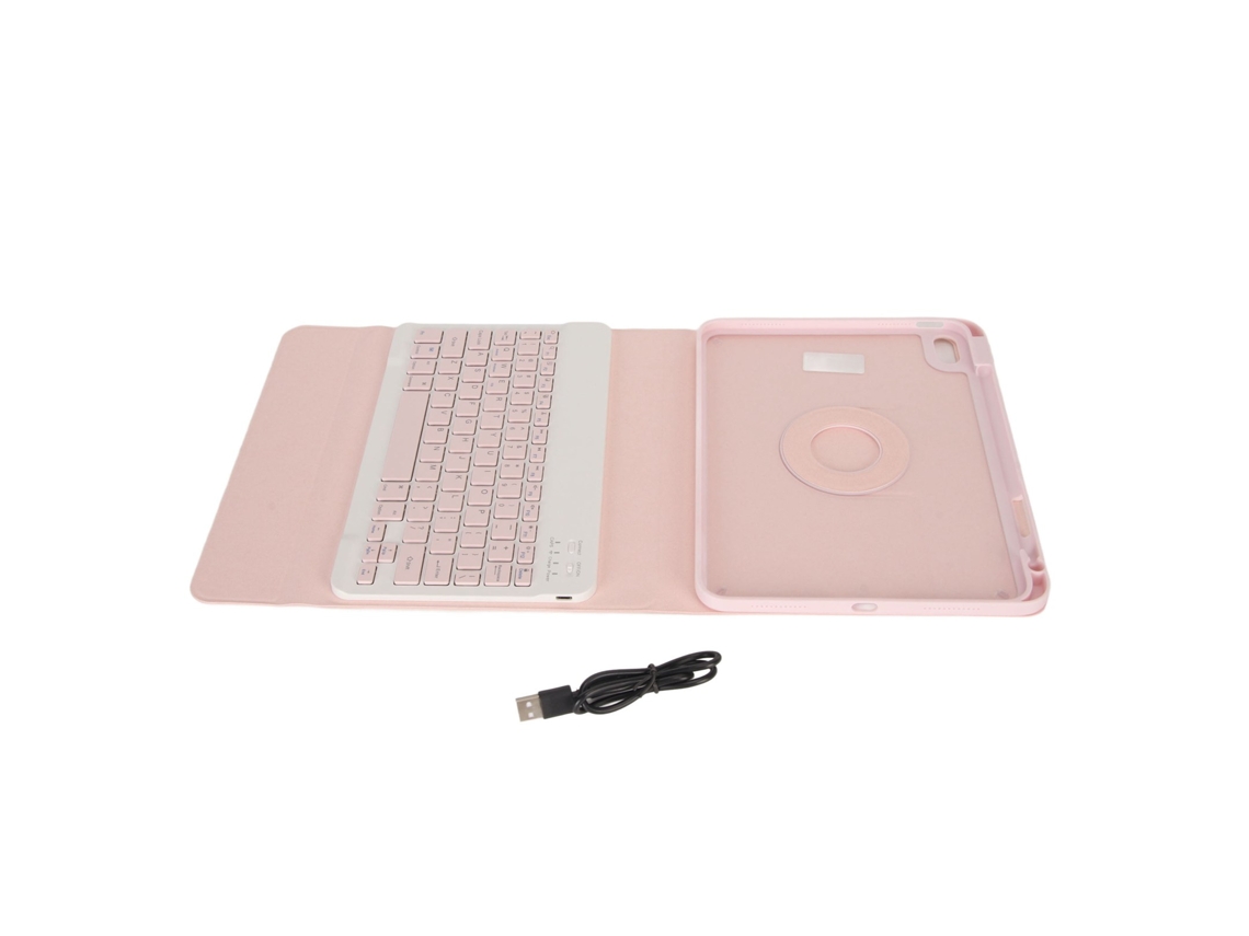 Raum-capa Protetora Rotativa Com Teclado Sem Fio Para Tablet Ios 10.9 Polegadas 2022 10ª Geração Rosa