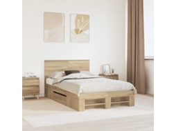 Vidaxl Estrutura Da Cama Com Cabeceira Carvalho Sonoma 137 X 203 Cm