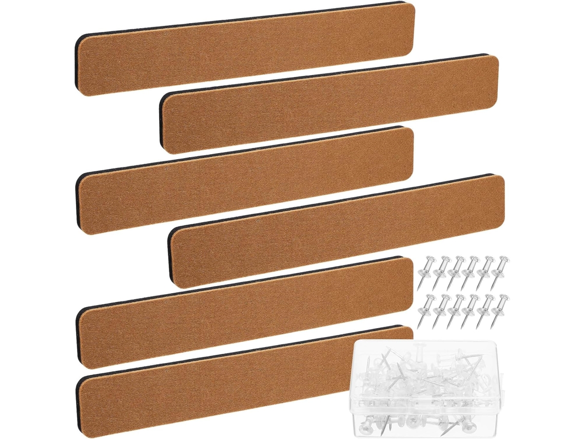 Quadro De Cortiça Para Parede, 6 Tiras Autoadesivas Com Tachinhas Transparentes, Acessórios De Poliéster Ideais Para