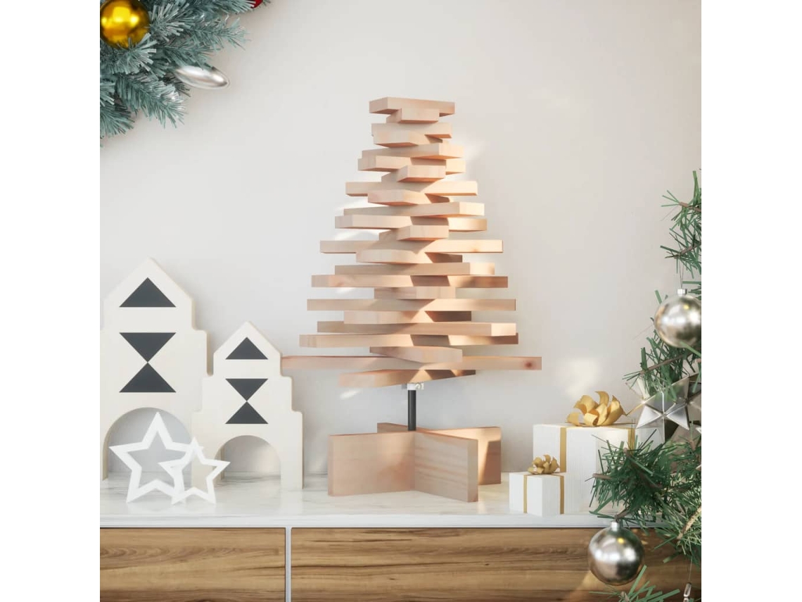Vidaxl Árvore De Natal Decorativa 60 Cm Madeira De Pinho Maciça