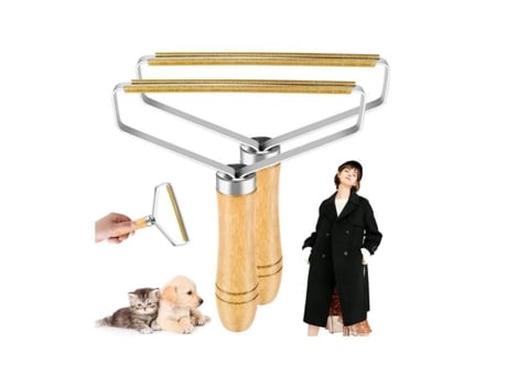 Removedor de fiapos, 2 peças removedor de fiapos portátil com alça de madeira manual anti escova de cabelo escova portátil removedor de fiapos, (2)
