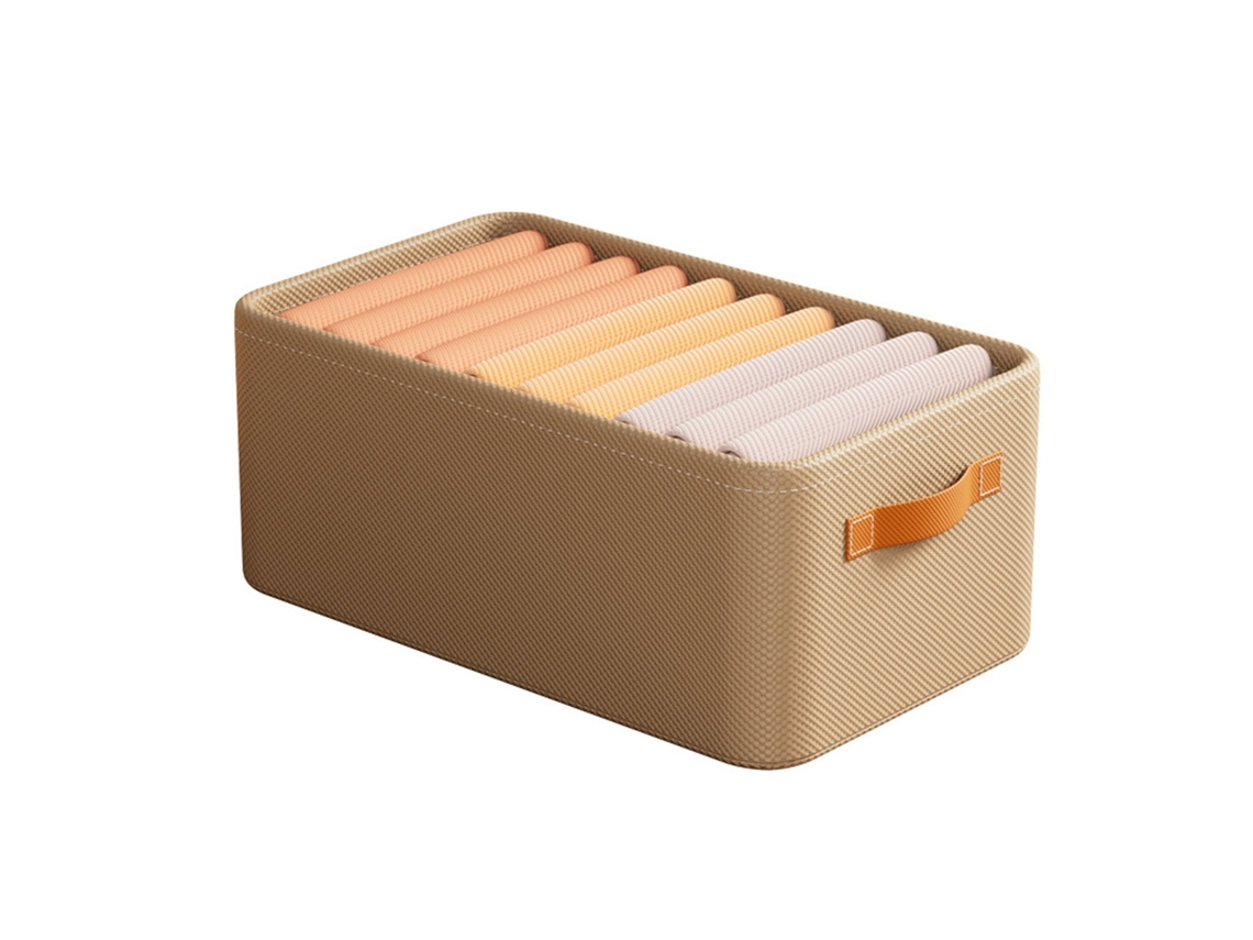 Caixa de Armazenamento de Roupas Dobrável de Grande Capacidade Gaveta Tipo Organizador Khaki 18.8x11.6x9.4in
