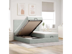 Vidaxl Estrutura Cama Otomana Colchões 160x200cm Veludo Cinzento Claro