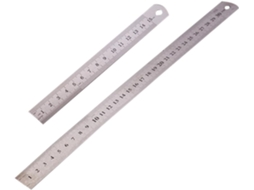 Conjunto de 2 réguas de aço inoxidável, com escala dupla e bordas de alta precisão, ideais para escola e escritório. Inclui: