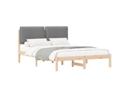 Estrutura de Cama com Cabeceira Estofada em Cinzento Claro MAISON EXCLUSIVE
