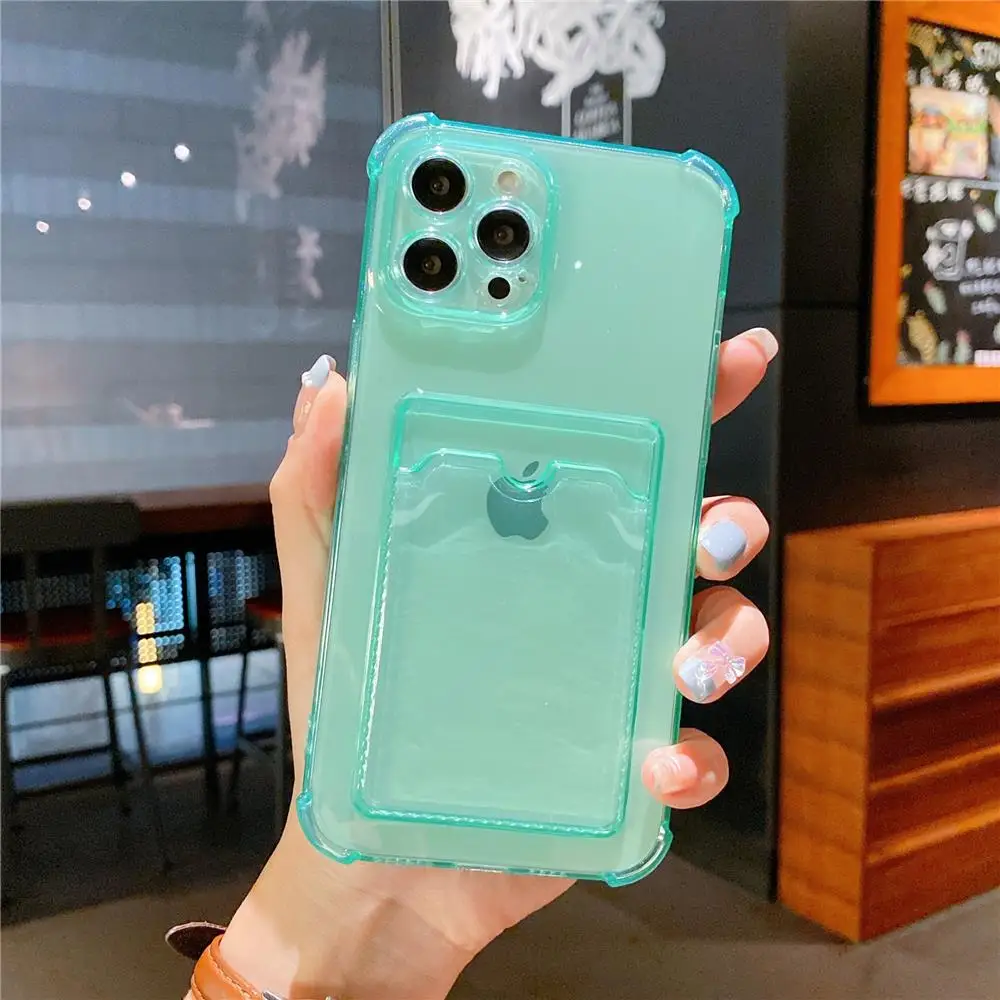 Capa Protetora Transparente, Macia E Resistente A Impactos, Estilo Carteira (para Iphone 14 Plus, Verde).
