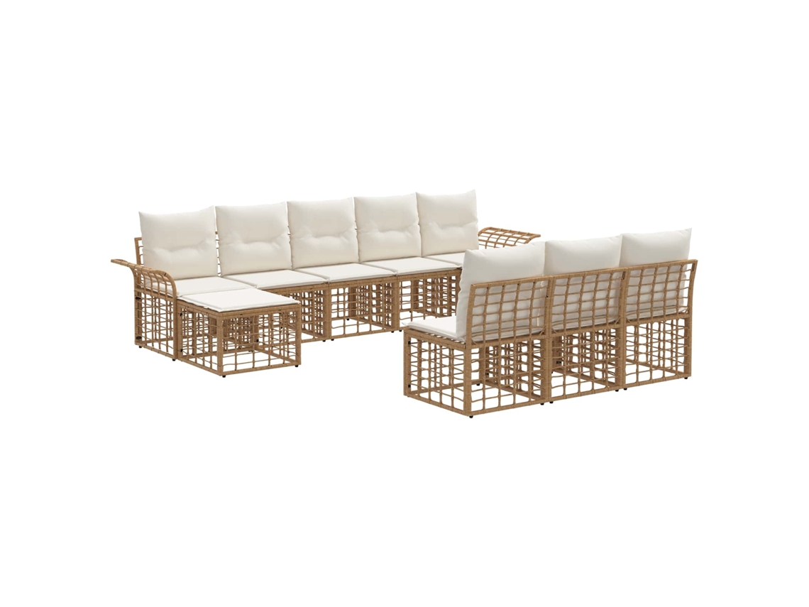 Maison Exclusive - Conjunto De Sofás Para Exterior 9 Unid. Natural E Branco Creme