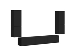 Conjunto Móvel Tv 4 Peças Preto Madeira Processada MAISON EXCLUSIVE