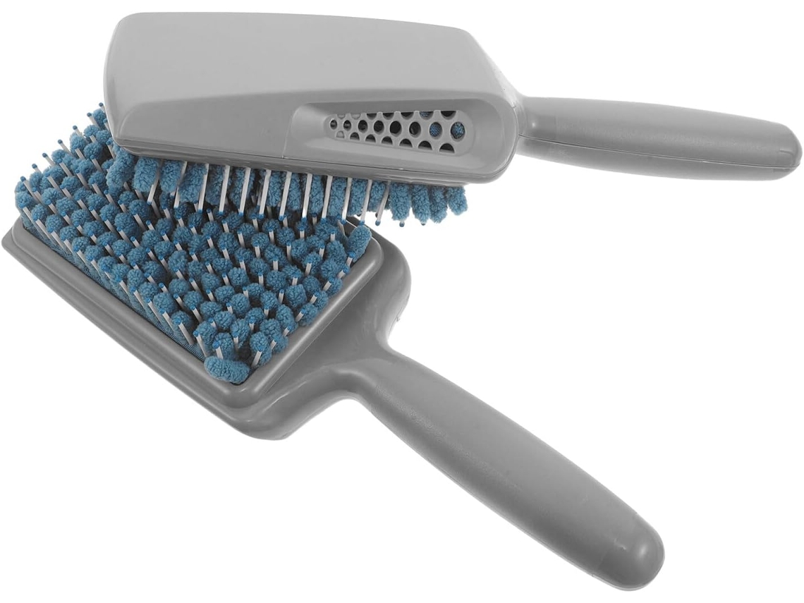 Conjunto De 2 Escovas Esponja Planas E Absorventes Packove Para Desembaraçar Os Cabelos, Cinza E Azul, Escovas Para