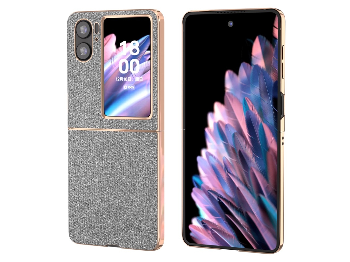 Capa Textura Strass Para Oppo Oppo Find N2 Flip 5g Pele Sintética Anti-choque Preto