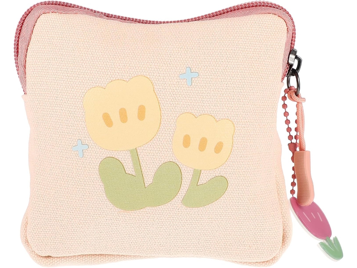 Nécessaire floral rosa para meninas, kit de armazenamento pequeno