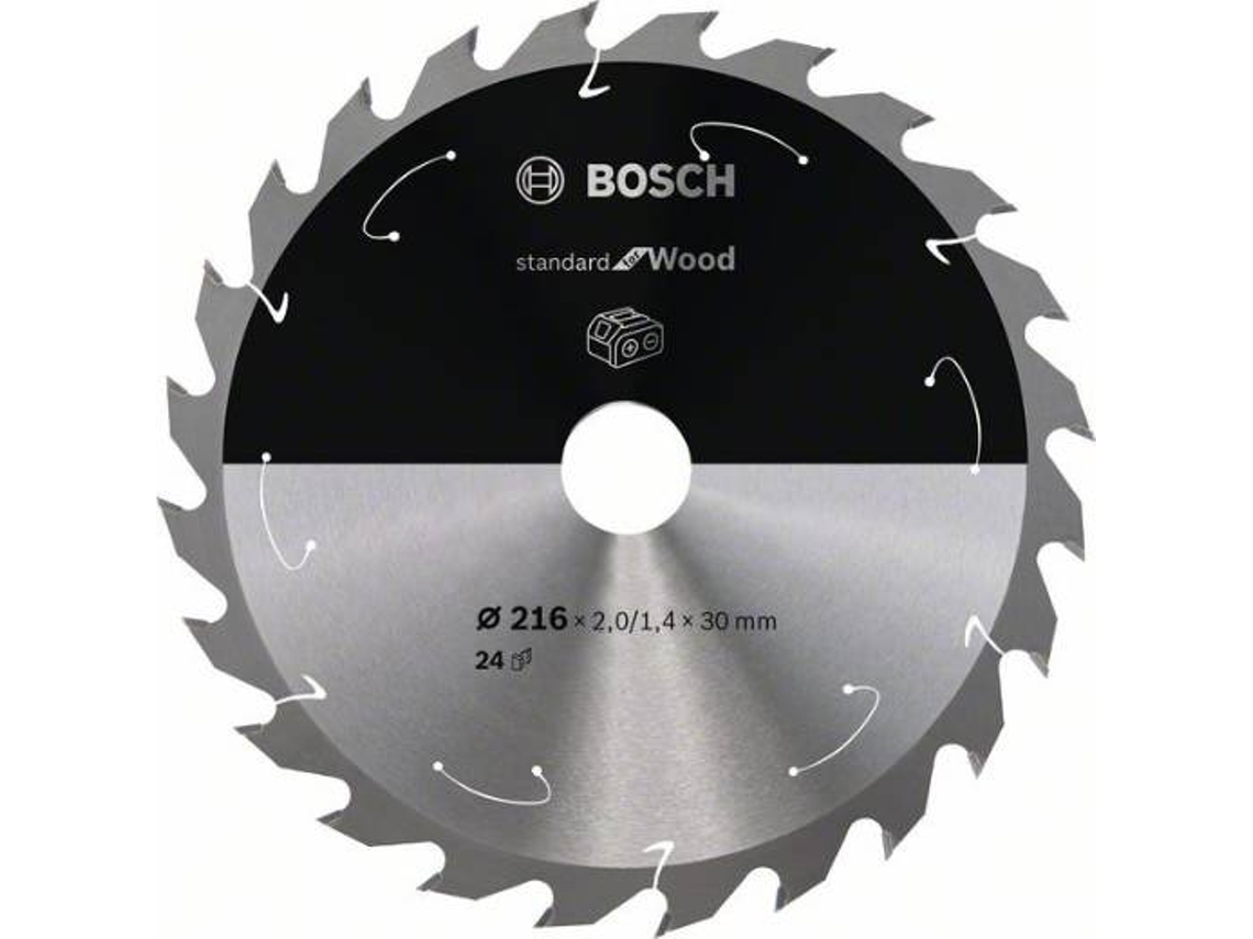 Disco de Serra Circular BOSCH Standard para Madeira Para Serras a Bateria 216x1.7/1.2x30 T24 para Serras Bancada
