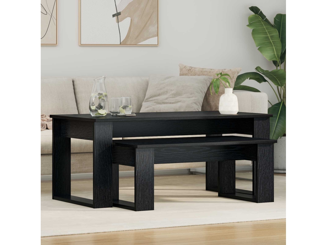 Vidaxl Conjunto De Mesas De Café 2 Unid. Carvalho Preto