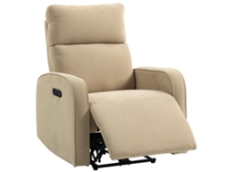 Poltrona Elétrica SINI TECH STORE reclinável em chenille com apoio para os pés, cabeça ajustável, tomada elétrica 80x93x103 cm Bege