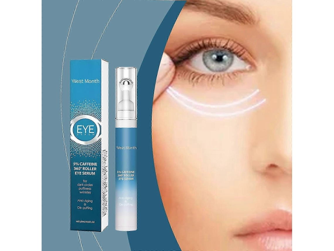 Sérum Para Olhos Com 5% De Cafeína Para Bolsas, Linhas Finas, Olheiras E Rugas. Creme Para A Área Dos Olhos Com Massageador Roll-on 360°.