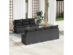 Vidaxl Conjunto De Sofá De Jardim 8 Unid. Preto Vime Pe