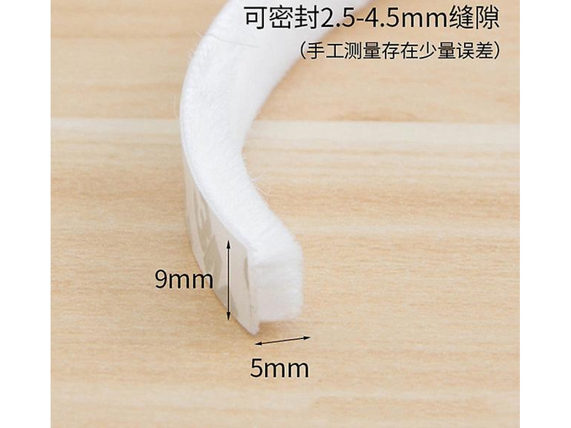 Lurelia Escova Vedante Autoadesiva Para Portas E Janelas Polipropileno Pele Sintética 9x5 Mm 10 M 95mm Branco Externo Impermeável