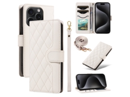 Capa Para Iphone 15 Pro Max Pele Sintética Branco